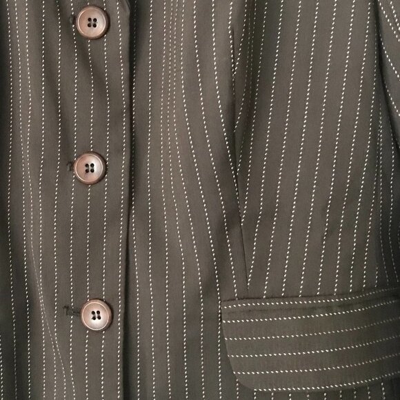 Norton McNaughton Stretch Brown Striped Three Buttons Blazer Jacket - Picture 6 of 16